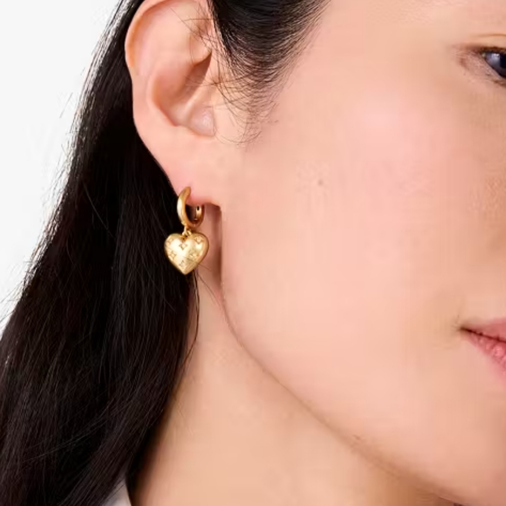 Kate Spade My Precious Gold Heart Huggies Earrings - Picture 5 of 11